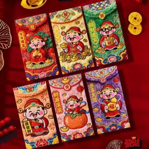 RISEDOT 6Pcs/Set 5D Embroidery Horse Red Envelopes Three-dimensional Plush Red Envelope Festival Decoration Big Red Pocket Year Celebration