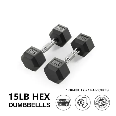 Rubberized Hex Dumbbell 5LBS - 50LBS Hexagon dumbbells with Metal Handle
