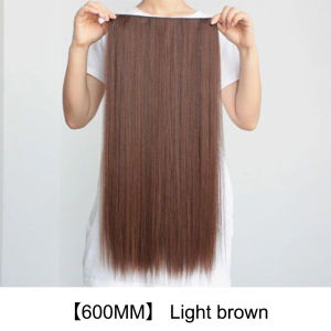 🔥 Long Straight Clip In One Piece Synthetic Hair Extension 5 Clips False Blonde Hair Black Hair Pieces LovelylifeFu COD