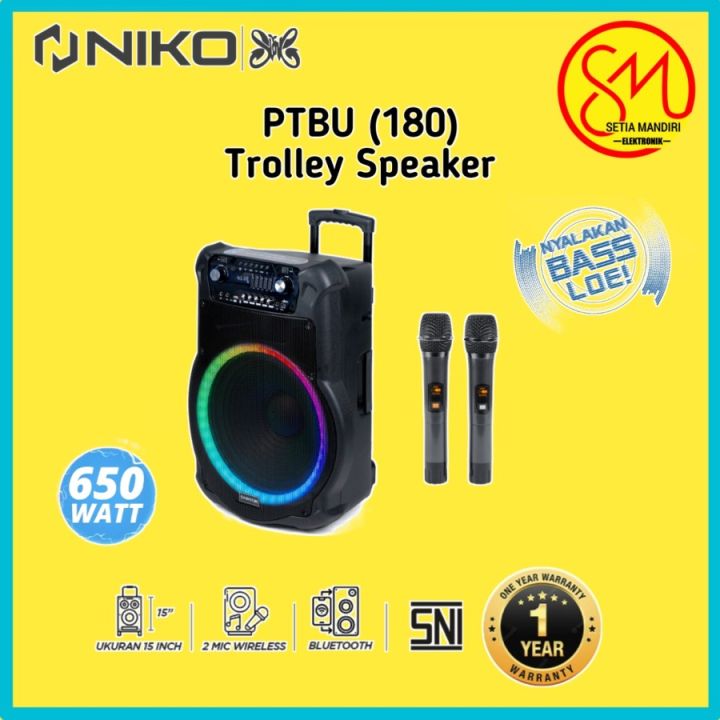 NIKO SPEAKER PORTABLE PTBU (180) TROLLEY SPEAKER 18 INCH 650W