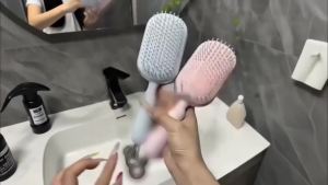 Retractable Cushion Massage Comb 2026 New Anti Static Self Cleaning Hair Brush for Women Men Retractable Air Cushion Massage Detangling Brush for Home Travel Office School (2Pcs Blue)