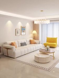 Light Luxury Cream Style Technology Fabric Sofa Small Apartment Living Room Straight Row Simple Modern Tofu Block