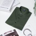 11 สี [พร้อมส่ง]🔥เสื้อเชิ้ตแขนสั้นคอจีน สีเขียวทหาร เสื้อเชิ้ตผู้ชาย S-XXL. 