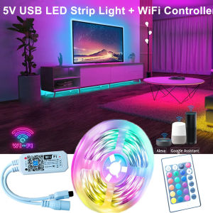 Angelila DC 5V WiFi Led Strips Lights RGB 2835 5050 Flexible Led Tape Light Phone APP Control TikTok Light TV BackLight Party Room Wall LED Decoration