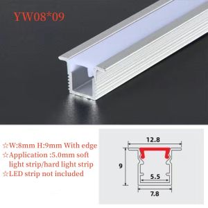100cm U/YW/V-Style LED Aluminum Profile Linear Channel with Cover Home Decor Bar Strip Light-Silver Aluminum White Cover (2PCS)