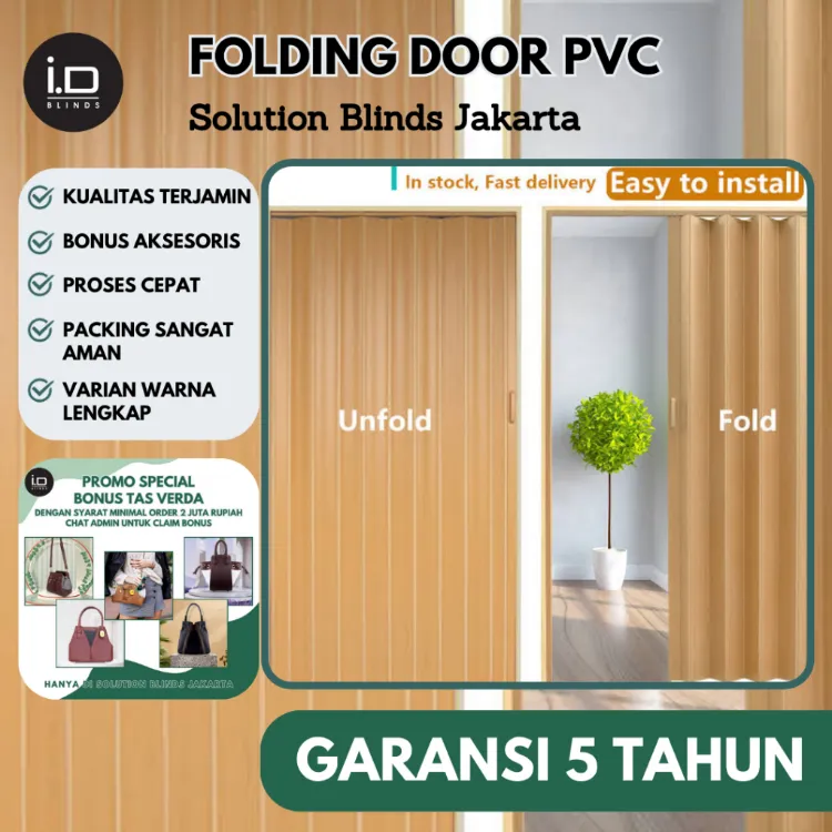 Folding Door Pvc Pintu Lipat Penyekat Ruangan Pintu Geser Pvc
