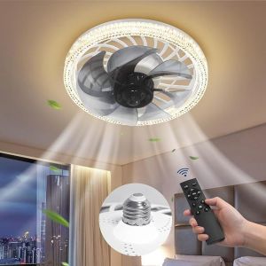 Inverter Ceiling Fan with LED Light For Living Room 7 Blades Ceiling Fan Light with Remote Control E27 Socket Bulb Fan
