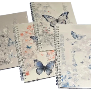 4Pieces Twin Coil Binding Notebook College Ruled Note Book for Writing 100 Page Wide Lined Journal Notepads 14x20cm