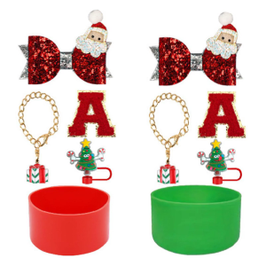 Christmas Holiday Straw Dust Caps Silicone Covers for 10mm Diameter Drinking Straws Beverage Straw Protectors Lid