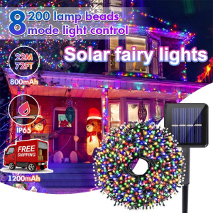 200LED Solar fairy lights Black wire 22m Solar string light Waterproof Solar decoration light Auto On/Off Garden 8 modes Solar led light strip