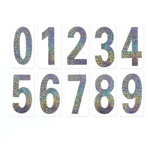 LGJGHJG 5Pcs ฟิล์มนาโน สติกเกอร์ป้ายทะเบียน ไม่เป็นอันตรายต่อสิ่งแวดล้อม อุณหภูมิสูงสูง ป้ายตัวเลขดิจิตอลสะท้อนแสง อุปกรณ์ตกแต่งรถยนต์ พีวีซีพีวีซี สติกเกอร์ดิจิตอลที่มองไม่เห็นกันน้ำ สำหรับรถยนต์/รถยนต์ /suv