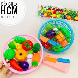 [HÀNG VN] Đồ chơi rổ cắt trái cây có miếng dán cho bé thích chơi nấu ăn nhà bếp hoa quả trái cây đồ chơi nhập vai