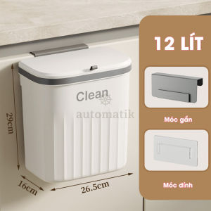 [CLE] Thùng Rác Treo Tường Nhà Vệ Sinh  Clean Có Nắp Treo Tủ Bếp Mini Để Bàn Phòng Ngủ Khách Ô Tô Văn Phòng Automatik