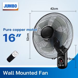 Wall Fan Electric Fan With Remote Standard 12Inch Silent Wall Fan Industrial Fan With 120° Shaking Head Wall-Mounted Electric Fan With Remote Control Timing Large Wind Air Cooling Fan For House Room Office