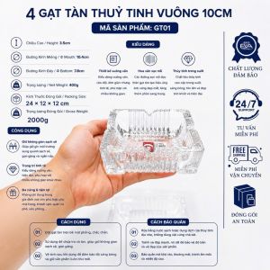 Bộ 3 Glass Ashtray GT01 Gạt Tàn Thuỷ Tinh Cao Cấp Trong Suốt Hiện Đại Dày Đẹp