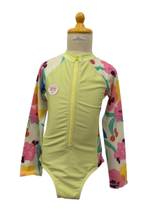 Baju Renang Anak Perempuan Lengan Panjang | Swimwear Girl Long Sleeves - Fruit Floral Yellow Size 8