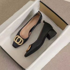Autumn French square head office shoes square root professional womens shoes comfortable overshoes work shoes