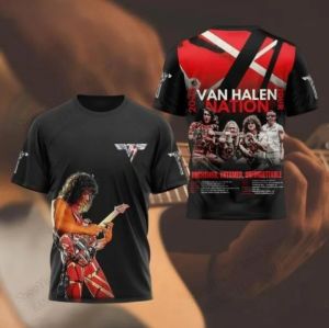 [Local Stock] HBESTY Halloween Christmas New Summer Men T-shirt Hip Hop Rock Van Halen Band Tour 3D Print Tshirt Men Women Fashion Short Sleeve Tshirt Kids Tops Tees Y2k