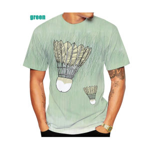 Casual Badminton Sports T Shirt Mens Cartoon Cool Graphic Short Sleeve T Shirts 3d Print Daily Casual Fashion Activity Tee Tops