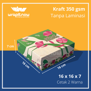 (Isi 20 pcs) Dus Kraft 16x16x7 Cetak/ Box Nasi Berkat Nasi Kondangan Dus Pesta Motif Selamat Menikmati Warna Warni Catering Nasi Kotak Snack Cantik Bakery Brownies Kue Pudding