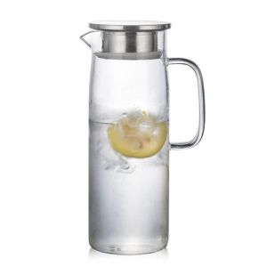 KANNERT Large Capacity Glass Water Pitcher Transparent 1.5L Heat Resistant Kettle Minimalist Filtering Tea Pitcher Office