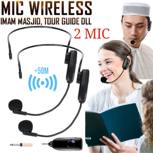 TaffSTUDIO mik mic Microphone wireless untuk mengajar bando imam mesjid headset 2.4G 2 PCS
