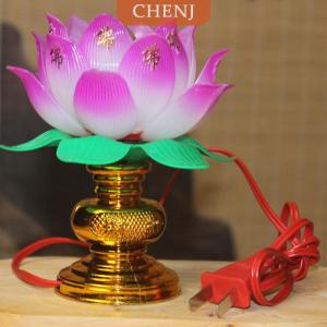 [COD] CHENJ โคมไฟดอกบัว1ชิ้นโคมไฟดอกบัวสีสันสดใสโคมไฟตั้งโต๊ะสำหรับทำสมาธิที่บ้านบูชาศาสนาพุทธ