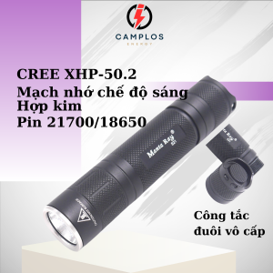 Đèn pin siêu sáng mini Mantaray S21 led Cree XHP50 đèn pin EDC sáng tỏa đa năng có mạch nhớ chế độ sáng công tắc ở đuôi đèn pin 21700 hoặc 18650
