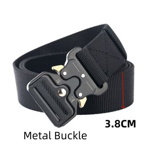 【150CM】Big Size Men Belt 125cm Extra Long Men Tactical Premium Nylon Metal Woven Automatic Slide Sports Outdoor Casual Waist Belt Metal Buckle