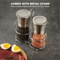 Sunmei Salt and Pepper Grinder Set,Pepper Mill Set with Stand,Kitchen Adjustable Coarseness and Salt Grinder Refillable by Professional Chef, with a Stand (Small). 