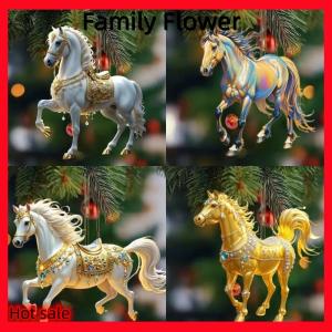 Family Flower Flash Sale 2D Acrylic ngựa xe gương chiếu hậu Mặt dây chuyền quyến rũ Cây giáng sinh Ba lô treo trang trí bên trang trí năm mới treo