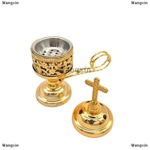 [COD] Wangxin เครื่องหอมแบบไขว้ทำจากไม้จันทน์ในร่มทำจากโลหะแนววินเทจเครื่องหอมถ่านกลวงประดับตกแต่งโบสถ์ในบ้าน