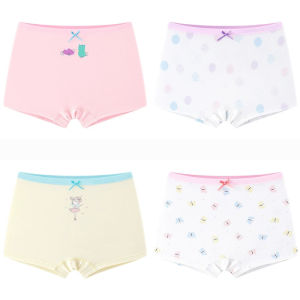 4Pcs Trẻ Em Của 100% Cotton Đồ Lót Kháng Khuẩn Đũng 2-12y Trẻ Em Cô Gái Phim Hoạt Hình Boxer Quần Lót