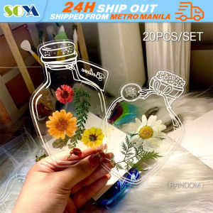 20PCS/Bag Transparent PET Stickers Retro Simple Ins Style Glass Bottle Flower Waterproof Stickers Scrapbooking Creative Diary