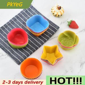 PkYeG 5pcs Silicone Cake Mold Round Muffin Cupcake Baking Molds Reusable DIY Cake Decorating Tools Wedding Birthday Party Decorations
