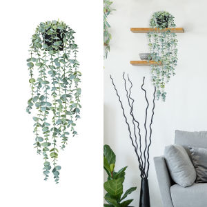 Home Accessories Artificial Vine Plants With Flowerpot Hanging Ivy Green Leaves Garden Decoration Grape Fake Greenery Plant