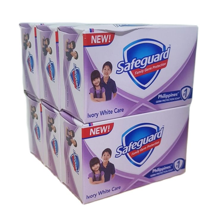 SAFEGUARD Body Soap, Ivory White Care (pack of 6 pieces x 125 grams