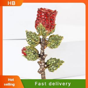 HB Exquisite Shinning Rhinestone Rose Flowers Brooches For Women Party Jewelry Accessories Gifts