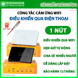 Công tắc cảm ứng Hunonic Datic 1-2-3-4 nút kết nối Wifi điều khiển mọi thiết bị từ xa qua điện thoại - Hàng Chính Hãng - Bảo hành 12 tháng lỗi bảo hành tận nhà