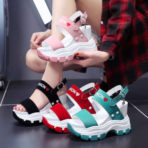 Lereng 10cm wanita Wedges sandal Fairy semua sandal sandal Shorty meningkatkan sandal Comfy