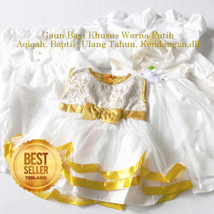 Gaun Putih Bayi Perempuan 0 6 12 Bulan GRATIS PITA Dress Baby Aqiqah Baju Baptis Bayi Perempuan 1 tahun Import Baby New Born Kekinian Elegan Mewah VW02