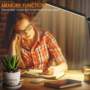 LED Desk Lamp with Clip Folding Metal Long Swing Arm Table Lamp for Study Table Adjustable Table Lamp for Nail Tech