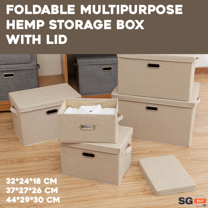 [SG Seller] Collapsible Foldable Storage Box Organizer with Lid Stackable Organiser Fabric