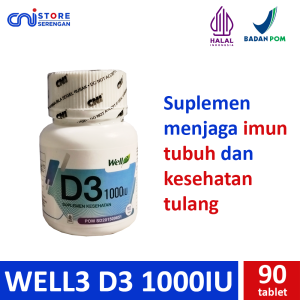 CNI Well3 Vitamin D3 1000 iu isi 90 tab Vitamin Otot Tulang Imun tubuh
