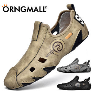 ORNGMALL New Summer Men Soft Leather Casual Shoes Luxury Fashion Soft Loafers Moccasins Breathable Non-Slip Driving Shoes Big Size 38-48