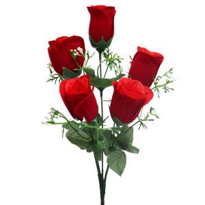 5/7/12Heads Fake Red Spring Bud Rose Bouquet Realistic Silk Cloth Multi Head Artificial Roses Home Wedding Valentine Anniversary Decoration