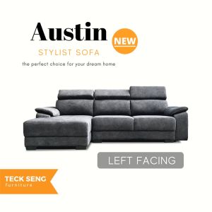 Modern Minimalist 3 Seater Sofa Set L Shape Sofa Adjustable Headrest Velvet Fabric Sofa Grey [Teck Seng]