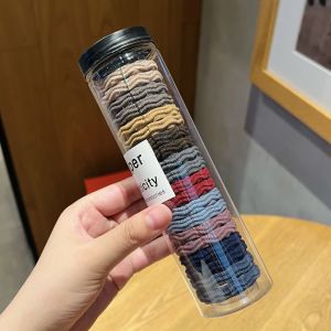 Hộp 20 dây buộc tóc dạng sóng nhiều màu dây buộc tóc trơn siêu đàn hồi kèm hộp đựng trong suốt BT02