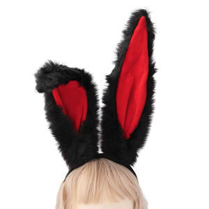 YAFEN Female cute Girls Lolita Cosplay Headband Fluffy Plush Sweet Long Rabbit Bunny Ears Bandana Hair Hoop Cartoon Anime Headpiece