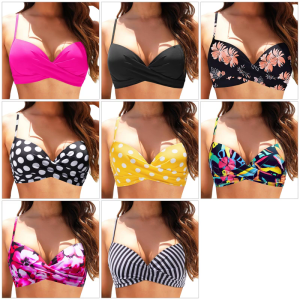 Women Swimsuit Top Push Up Bathing Suits Top Twist Front Swim Top Female Backless Swimsuit Bra for Vacation